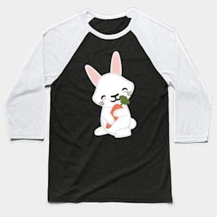 Kawaii Cute Bunny Rabbit Animal with Carrot Kid Design Baseball T-Shirt